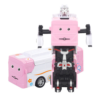 

Southland Infant toys for children Pullback deformation car model robot car model city mini deformation bus 838B-28 pink