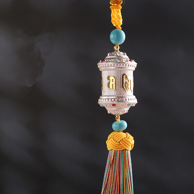 

Kang car treasure car pendant car pendant jewelry turn through the wheel Tibetan Buddhist alloy turn round red