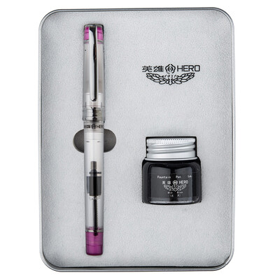 

Hero HERO 709 heart water transparent gold pen ink gift box student set transparent purple