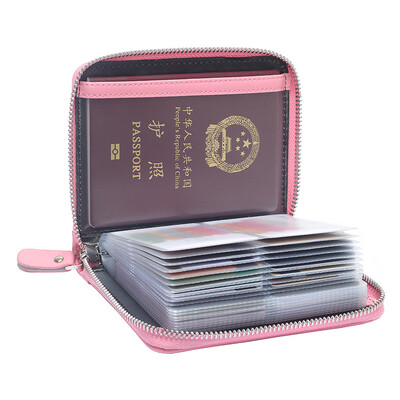 

Orpheum OFLM card package female cowhide 40 card business card holder card package male zipper passport bag driving license leather case card set KB-40 pink