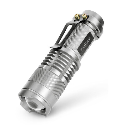 

paulone light flashlight long-range king charge waterproof self-defense zoom portable pen hanging flashlight 1 flashlight 1 charger 1 battery 1 bike clip ZY003-Q5-silvery