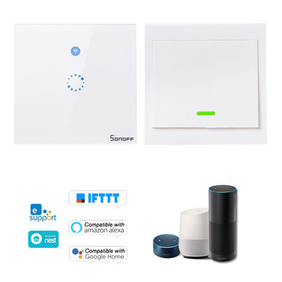 

SONOFF T1 EU ITEAD 2 Gang Smart WiFi Wall Light Switch 433MHz RFAPPTouch Control Timer EU Panel Compatible with Google HomeNest