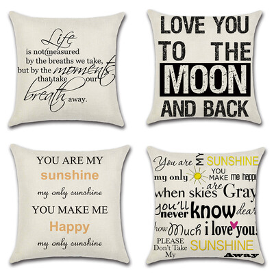 

Cotton Linen You Are My Sunshine Decorative Pillowcase Throw Pillow Cushion Cover Square 18" 18" Home Life