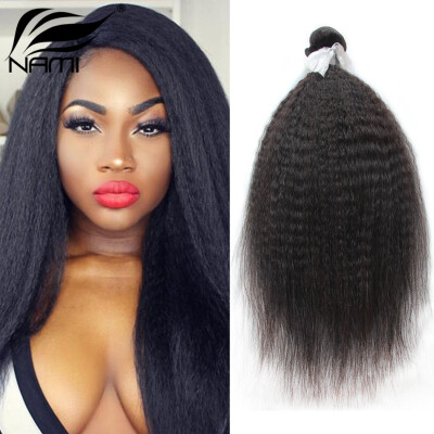 

Nami Hair 3 Bundles Yaki Brazilian Virgin Kinky Straight Human Hair Extension 12"-24" Unprocessed 100% Human Hair Weaves