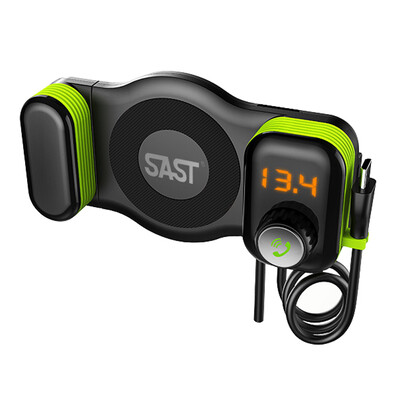 

SAST Держатель кронштейна для автомобильного зарядного устройства SAST MP3 Bluetooth Music Player Прикуриватель Измерение напряжения Св
