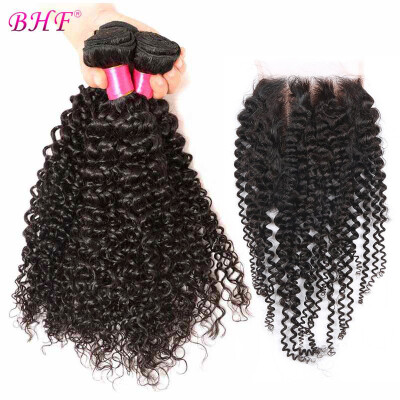 

7a Grade Virgin Unprocessed Human Hair Afro Kinky Curly Brazilian Hair Weave Bundles With Lace Closure