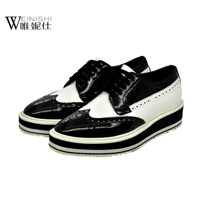 

New paragraph autumn 2017 womens shoes fashion white shoes round head cowhide with flat casual shoes