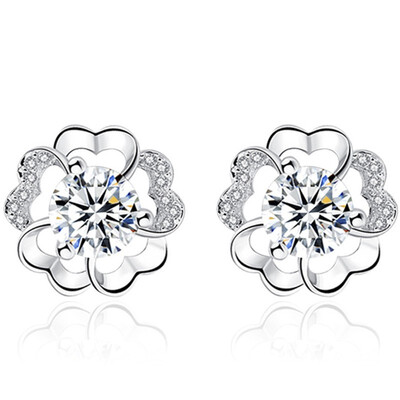 

CZ Flower Earrings For Women Cubic Zirconia Ear Studs Fashion Bride Party Jewelry Gifts Accessories E232