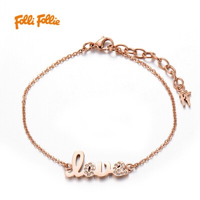 

Г-жа Folli Follie Folli Follie ФОРМУЛИРОВКА серия писем ЛЮБВИ розового золота браслет 3B16T023RC