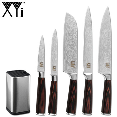 

XYj Stainless Steel Knives Set Damascus Pattern Blade Color Wood Handle Chef Knife Kitchen Tools