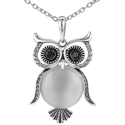 

Yoursfs Owl Necklace For Women Lucky Owl of Night Pendant Necklace and Long Chain Created-Opal