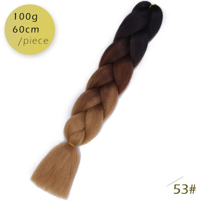 

AISI HAIR 100g/pcs 24inch Kanekalon Jumbo Braids Hair Ombre Two Tone Colored Synthetic Hair for Dolls Crochet Hair