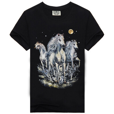 

MEN BONE Mens cotton Round Neck short sleeve Galloping Horse pattern