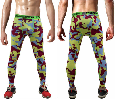 

2017 Men Compression Pants Tights Casual Bodybuilding Mans Trousers Brand Camouflage Army Green Skinny Leggings