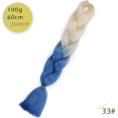 

AISI HAIR 100gpcs 24inch Kanekalon Jumbo Braids Hair Ombre Two Tone Colored Synthetic Hair for Dolls Crochet Hair