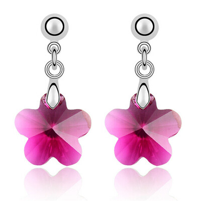 

Австрийский хрустальный цветок мотается серьгами для женщин Silvet Color Drop Earrings Fashion Jewelry Friendship Party Gift .3658
