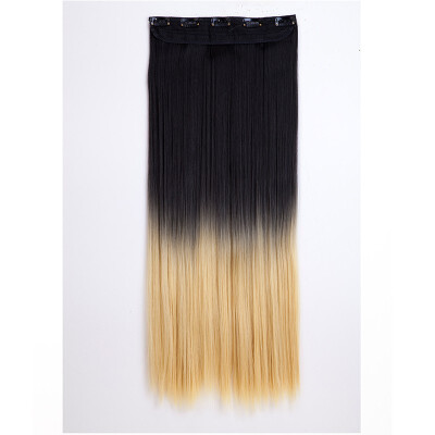 

Ombre Synthetic Fiber Clips in on Hair Extension 34 Full Head One Piece 5 Clips Long Silky Curly Wavy