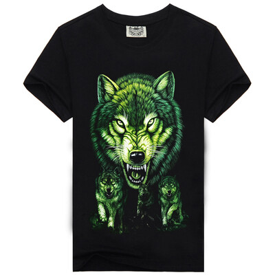 

Mens Black 3D Graphics Printed Rock Skull Pattern Short Sleeve T-Shirt Top Tee Shirt M-XXXLNight Wolf