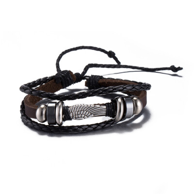 

Unisex Multilayer Punk Rock Hand chain Vintage Bracelet Black Leather Charm wristband Men Women Bangle Jewelry Party Gift