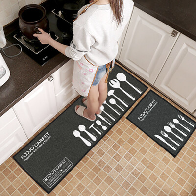 

Богатый рейтинг (FOOJO) коврики впитывающие коврики не скользят Doormat кухни печатание комплекта 40 * 60 + 40 * 120см кухни