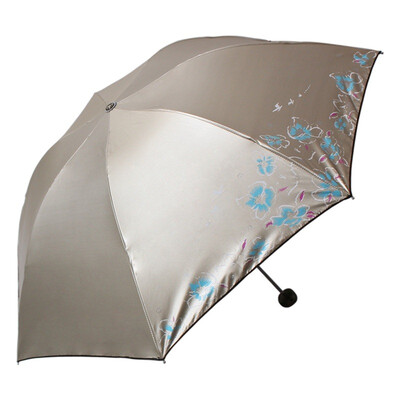 

Heaven umbrella then blooming black&white color plastic anti-UV three-fold steel bar steel sunny umbrella bronze 33110E