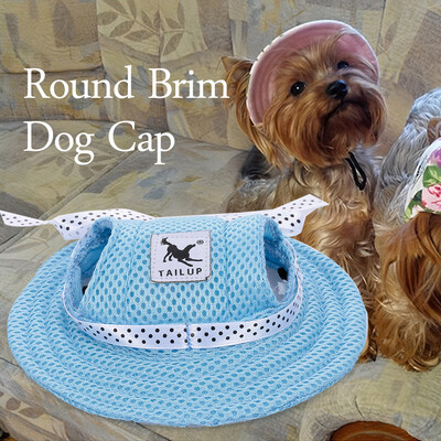 

Round Brim Dog Cap Pet Hat Canvas Sun Cap with Ear Holes for Small Dogs Puppy