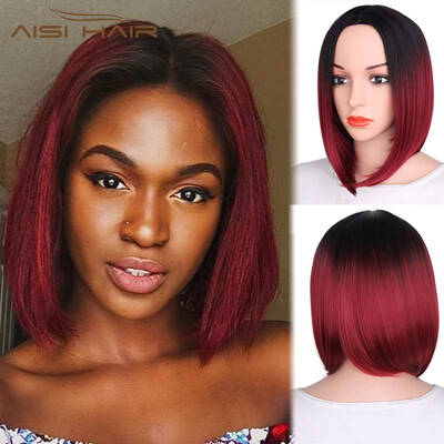 

AISI HAIR Синтетические парики для боба Короткие прямые частичный парик для волос с парой для парик для женщин