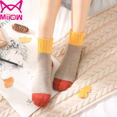 

Cat people (MiiOW) [5 pairs] ladies socks women autumn and winter thickening warm rabbit wool socks solid color stripes in the tube female socks uniform