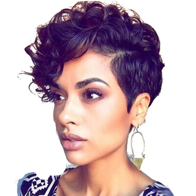 

GENIE Short Curly Synthetic Wigs For Black Women Short Black African American Wigs Women Heat Resistant Synthetic Hair