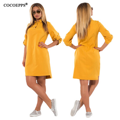 

COCOEPPS Autumn Winter New women Dresses Casual Plus Size Loose Ladies Office Dress Big Size Three Quarter Blue Vestidos  6XL