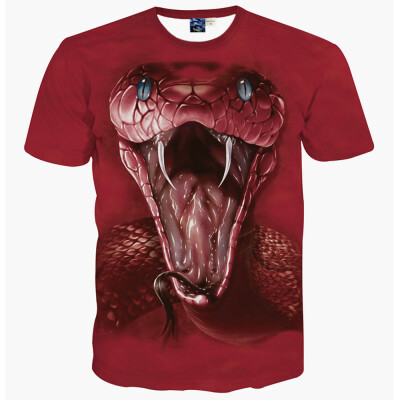 

3D Printed T-shirts Men Short sleeve Blouse Hipster Costume Boys Tops -Snake Head