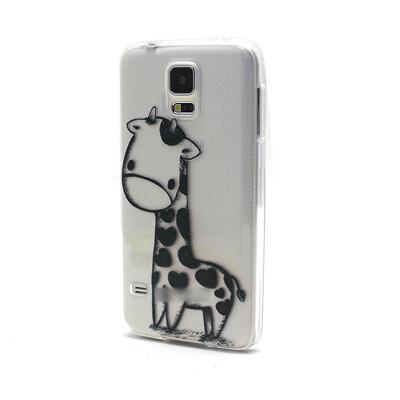 

Cartoon Animal Print Clear TPU Silicone Case Cover Skin for Galaxy S5 SV(Black Giraffe