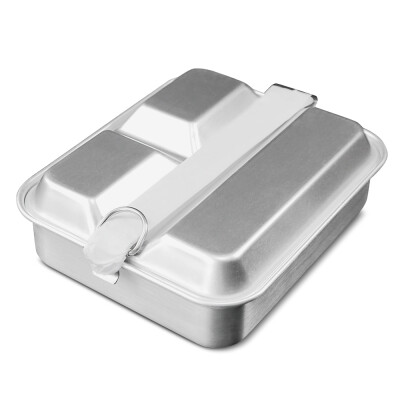 

Outdoor Lunch Tray Divided Food Container Lightweight Aluminum Lunch Box 2-IN-1 Food Bento Lunch Box