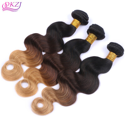 

QDKZJ Ombre Brazilian Hair Body Wave 1 Bundle 3 Tone 1b 4 27 Blonde Human Hair Weaves Non Remy Hair Extensions