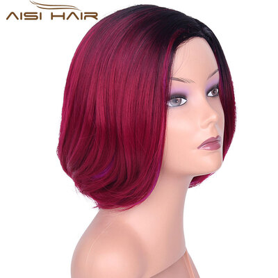 

AISI HAIR Короткие парики для женщин 12 "Синтетические прямыеломбер Вино красные волосы