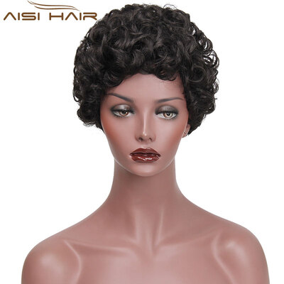 

AISI HAIR Synthetic Short Pixie Cut Wigs for Black Women Curly Hair With Bangs Hairstyle