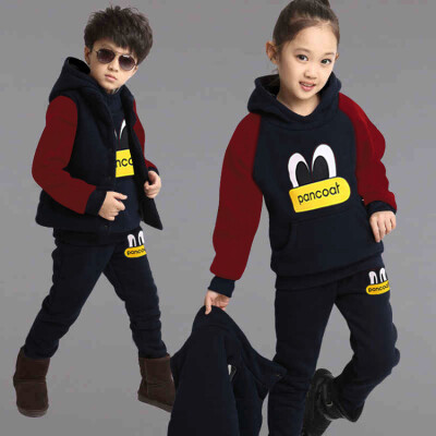 

Children Kids Girls Boys Clothing Set Autumn Winter 3-Piece Sets Hooded Coat Suits Fall Cotton Baby Boys Clothes Big Eye Suit