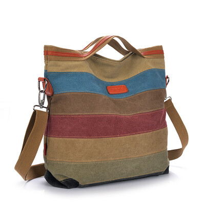 

2016 новый полосой старинные Женщины сумка цвет сшивание сумка случайные леди холст сумка модная марка перевозить мешки