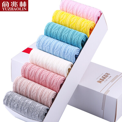 

Yu Zhaolin 8 pairs of socks girls cotton socks candy color female socks fall&winter warm tube socks comfortable long socks mixed color code