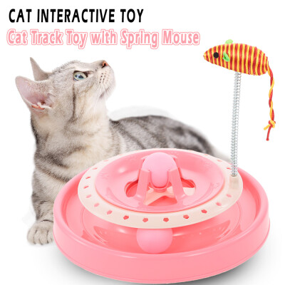 

Cat Track Toy with Spring Mouse Interactive Moving Ball Plate Crazy Ball Disk Toys for Kitten Cats