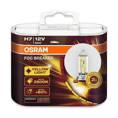 

OSRAM Fog Breaker 2600K H1 H3 H4 H7 H8 H11 H16 9005 9006 12V Bulbs 200 Yellow Light 60 More Bright Car Halogen Lamps OEM 2pcs