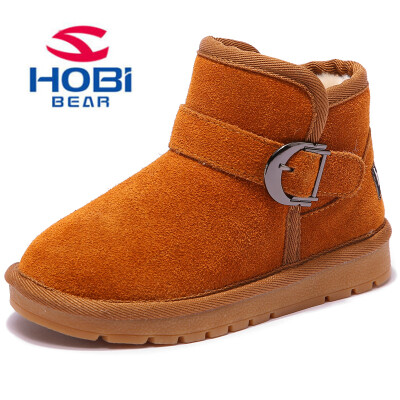 

Hobibear winter kids 3-12 years old genuine leather shoes girls plush warm fashion snow boots shoes boys fashion shoes GW2539