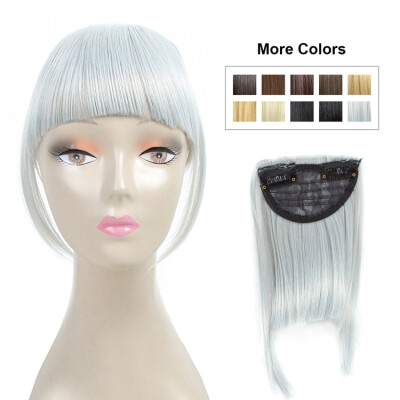 

Fashion Clip On Bangs Brown Fringe Hair Extensions Synthetic Hairpieces Clips in Hair Bang False Short Flat Bangs Two Side