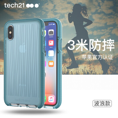 

tech21 Apple iPhoneX (5.8 inches) shatter-resistant mobile phone shell wave models Apple iPhone 10 mobile shell thin shatter-resistant shell cover blue