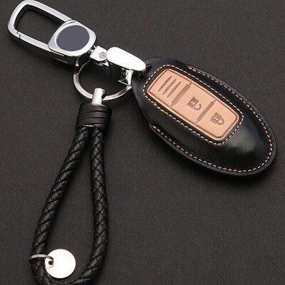 

Huashi Nissan Key Case Nissan Leather Key Case Keychain Cover Refit Special C-Sports Black