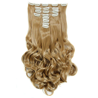 

AISIHAIR 16Colors Clip в наращивании волос8шт / комплект 22 дюйм 55 см Длинные волнообразные жаропрочные наконечники