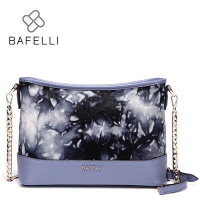 

BAFELLI autumn&winter new arrival genuine horse fur shoulder bag vintage Ink painting bucket bolsa feminina black women bag