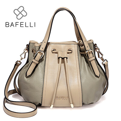 

BAFELLI autumn&winter new arrival genuine leather handbag vintage pumpkin bag panelled half moon shoulder bag women bag