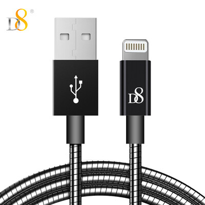 

D8 MFI Apple, данные аутентификации линии металлической оплетки быстрой зарядки источника линии iPhone8X / 7plus / 6s / 6 / 5s зарядный кабель Mia оптический черный 1