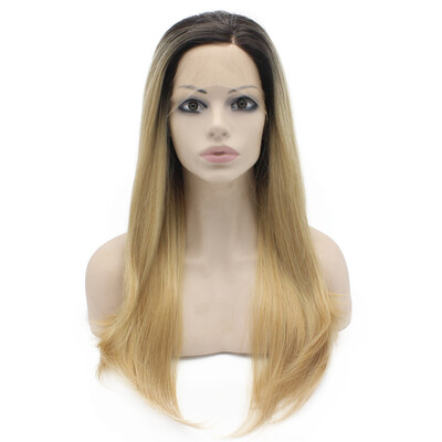 

Long Straight Ombre Blonde Swiss Lace Wig Synthetic Heat Resistant